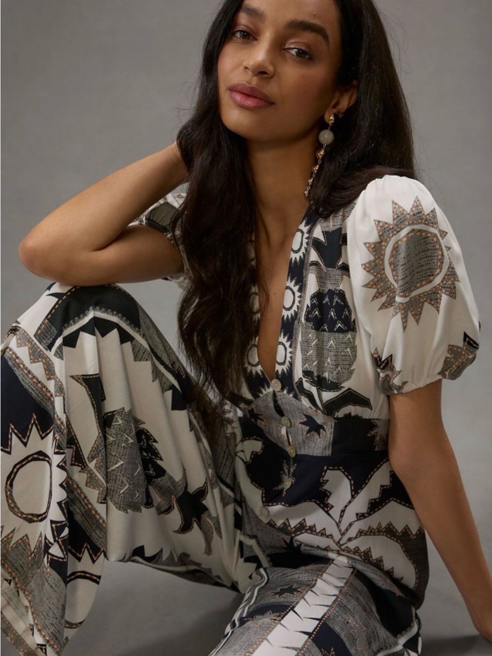 Farm Rio Puff Sleeve Jumpsuit - Picture 2 of 7